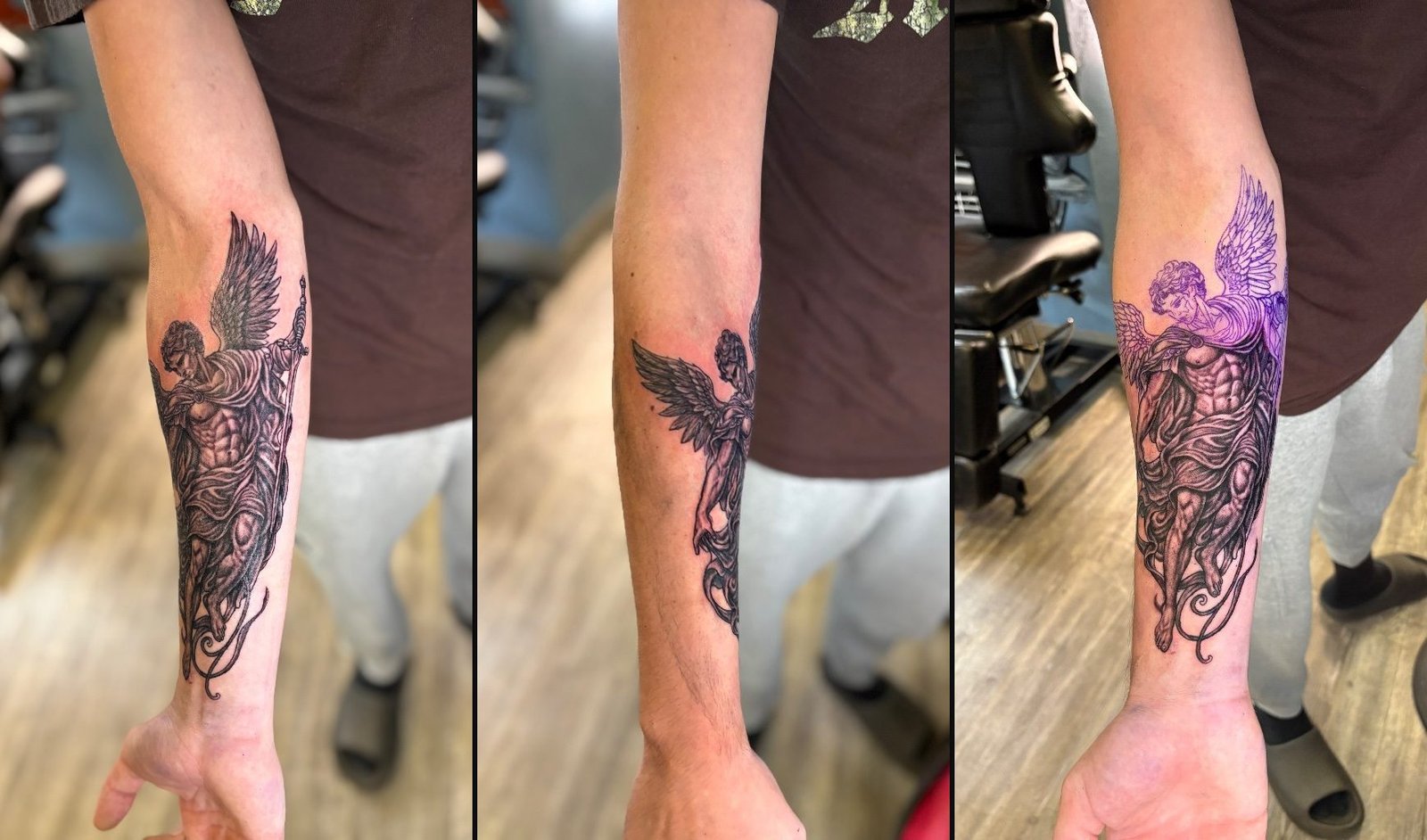 Guardian angel forearm piece, realism with fine shading