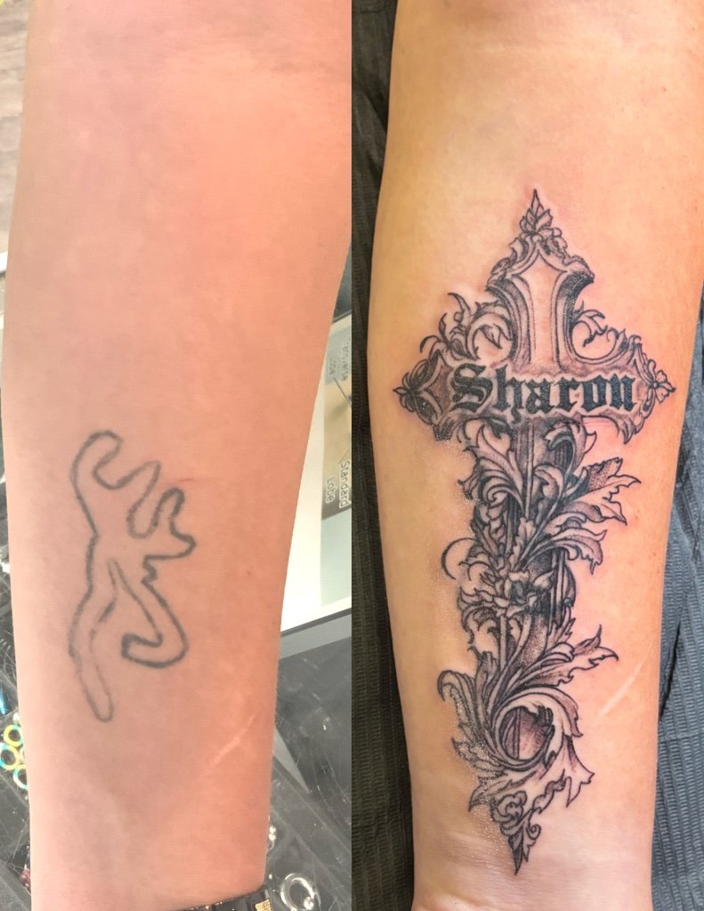 Cover-Up: Browning Logo to Gothic Cross
